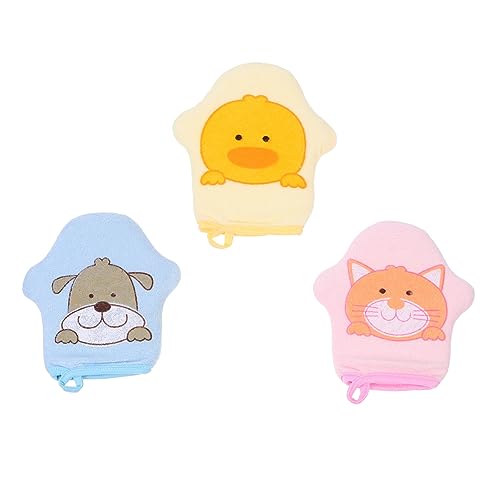 Baluue 3stücke Pack Junge Mädchen Badehandschuhe Duschhandschuhe Badehandschuhe Körperpeelinghandschuhe Shower Scrubber Baden Peeling Handschuhe von Baluue