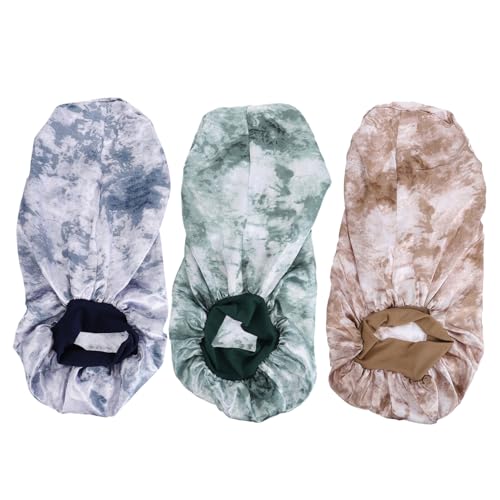 Baluue 3stücke Satin Schlafmütze Mit Breiter Krempe Long Tail Schlafmütze Für Damen Elastischer Schlafbezug Aus Satin Für Langhaarige Frauen von Baluue