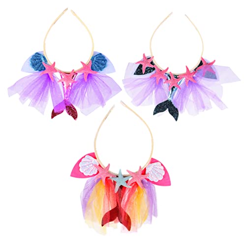 Baluue 3stücke Haarreif Für Mädchen Meerjungfrau Kopfschmuck Strand Haarband Party Accessoire Bunte Stirnband Junge Mädchen Haarreif Meerjungfrau Haarband Strandparty Prop von Baluue