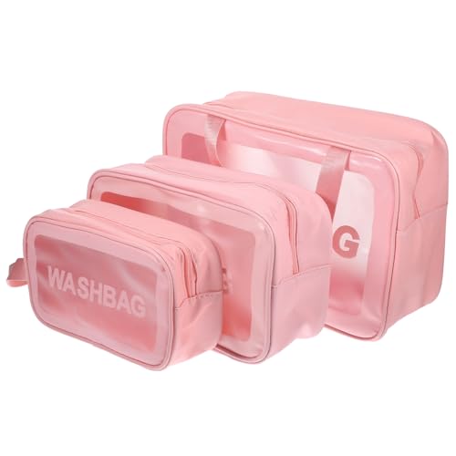 Baluue 3stücke Transparente Reisetasche Mit Fächern Für Make-up Reiseutensilien Und Toilettenartikel Durchsichtige Make-up-Tasche Für Frauen Leicht Zu Tragen Organisieren von Baluue