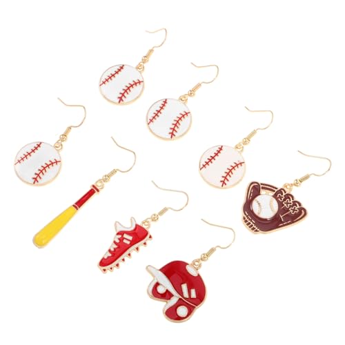 Baluue 4paar Baseball-tropfenohrringe Mit Sportmotiv Verspielte Emaille-details Im Cartoon-stil Asymmetrisches Links-rechts-design Für Moderne Frauen Als Schmuckgeschenk Für von Baluue
