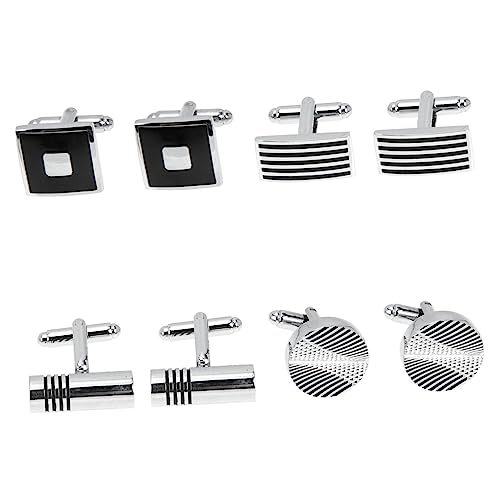 Baluue 4 Paare Herren Manschettenknöpfe Messing Klassisch Elegant Business Anzug Accessoire Geschenkset für Väter und Smokings Einfache Handhabung Polierte Oberfläche Vielseitig von Baluue