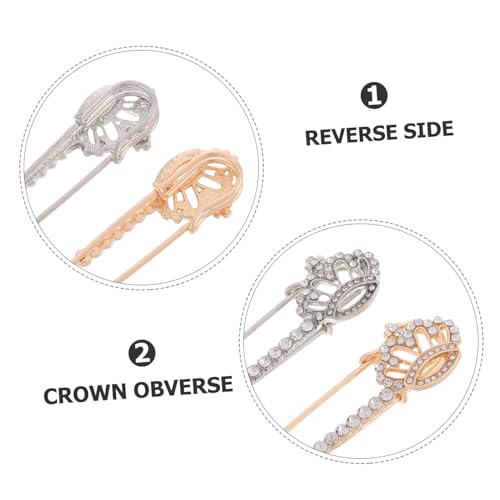 Baluue 4 STÜCKE Glanzvolle Krone Broschen Damen Anstecknadeln aus Langlebigem Vintage Strickjacken Clips mit Funkelnden Zirkonia Modische Schmuck accessoires für Pullover Blusen Kostüme von Baluue