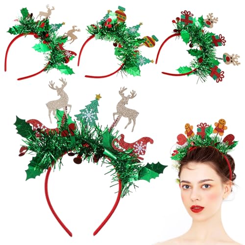 Baluue 4 Stk. Teiliges Weihnachtsstirnband Bunte Rentiergeweih Haarreifen aus Vliesstoff und Kunststoff Bequeme Vielseitige Festtags-accessoires für Weihnachts Silvesterfeiern von Baluue