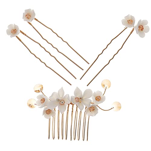 Baluue 4 Stück Blumen Seithaar Kamm Haarschmuck Frauenhaarstock Haarknoten Für Mädchen Haarstab Für Brötchen Hochzeit Haarnadel Blumenstift Braut Haarnadel Braut Haarstock Legierung von Baluue