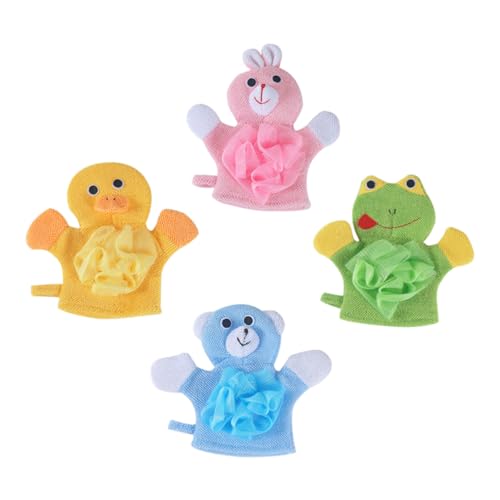 Baluue 4stücke Duschtuch Für Junge Mädchen Körperreiniger Cartoon Badehandschuh Entzückende Wischtuch Hause Körper Badetuch Junge Mädchen -duschtuch von Baluue