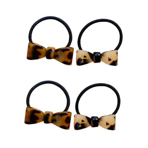 Baluue 4stücke Leopard Haargummis Mit Schleife Elastische Haarklammern Für Damen Und Mädchen Stilvolle Haaraccessoires Für Für Alltag Und Besondere Gelegenheiten von Baluue