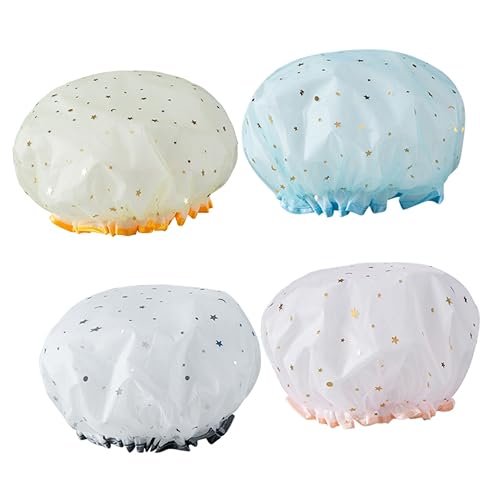 Baluue 4stücke Wasserdichte Duschhaube Für Damen Bequeme Atmungsaktive Badekappen Für Täglichen Gebrauch Und Zu Hause von Baluue