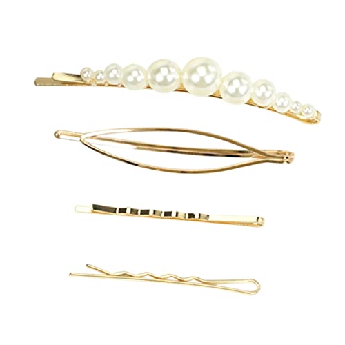 Baluue 4stücke Modische Haarklammern Mit Perlenrand Einfache Haarspangen Für Damen Und Mädchen Zufälliges Muster Elegantes Accessoire Für Jeden Anlass Für Verschiedene Outfits von Baluue