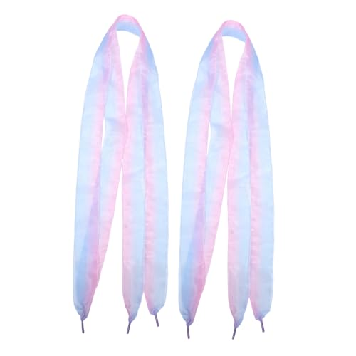 Baluue 4 Stück Flache Organza Schnürsenkel Breit Modische Gradient Farbschnürsenkel für Damen Sneaker Sportliche Ribbon Schuhbänder Vielseitig für Turnschuhe Boots und DIY Dekoration von Baluue