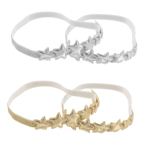 Baluue 4 Stück Fünfzackiger Stern Stirnband Stern Kopfbedeckung Stirnbänder Neugeborene Mädchen Stirnbänder Glitzer Haarbänder Stoff von Baluue