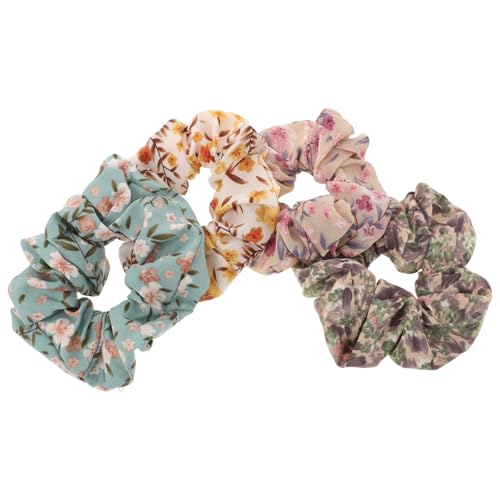 Baluue 4stücke Bedruckter Haarring Floral Pferdeschwanzhalter Für Frauen Haargummis Mit Guter Elastizität Und Textur Scrunchies Für Alltag Usestyles von Baluue