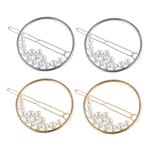 Baluue 4stücke Runde Hoops Haarspangen Mit Perlen Elegante Haarklammern Für Damen Für Hochzeiten Partys Und Alltag von Baluue