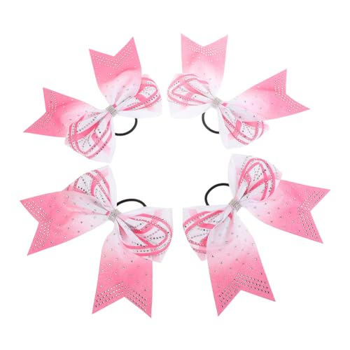 Baluue 4stücke Teiliges Cheer Bows Mit Strasssteinen Für Mädchen Und Elastische Haargummis Für Cheerleading Und Sportliche Aktivitäten Stilvolle Haaraccessoires Für Auftritte von Baluue