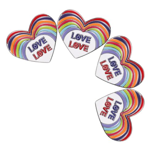 Baluue 4 Stück Liebesbrosche Gay Lgbt Brosche Kleidungsabzeichen Rucksack Anstecknadel Herz Regenbogen Brosche Herz Broschen Für Frauen Herzförmige Knopf Anstecknadel von Baluue