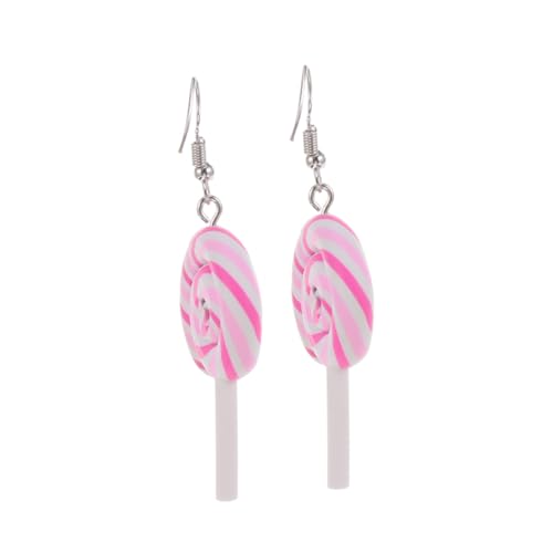 Baluue 4 Stück Lollipop Ohrringe aus Polymer Clay Handgefertigter Ohrschmuck mit Bunten Baumelnden Süßigkeiten designs Leichte Damen Ohrstecker für Alltag Party und Geschenk von Baluue