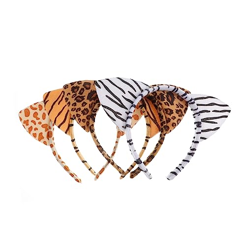 Baluue 4stücke Katzenohr-design Tier-haarreifen Leopardenmuster Junge Mädchen-haarreifen Tier-ohr-stirnbänder Cosplay-kopfbedeckung Aus Stoff Bequem Und Angenehm Zu Tragen Passt Zu von Baluue