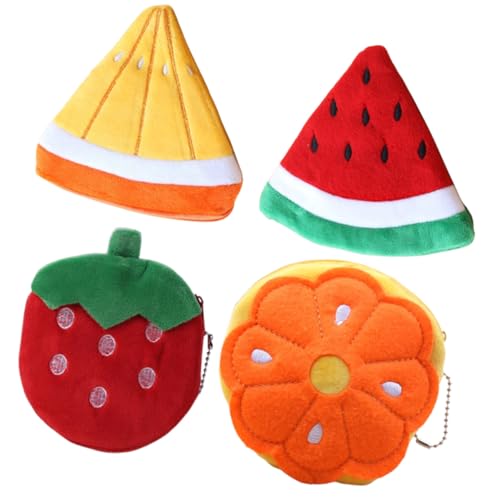 Baluue 4 Stück Teiliges Cartoon Münzbeutel Obstmotiv Tragbare Leichte Geldbörse mit Münzfach und Kartenfach Langlebig Geeignet für Reisen und Alltag für Frauen und Mädchen von Baluue