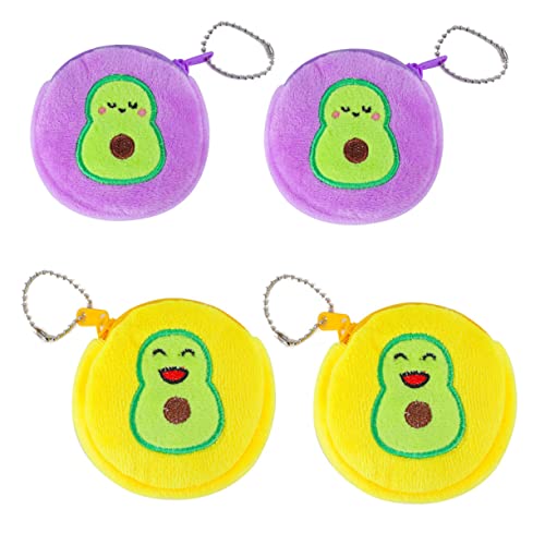 Baluue 4 Stück Teiliges Cartoon Ohrhörer Etui mit Niedlichem Avocado Design Weiche Münztasche für Mädchen Teens Frauen Kompakte Aufbewahrung für Kopfhörer Kleingeld für Schule Reise und von Baluue