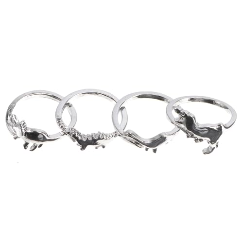 Baluue 4 Stück Teiliges Dinosaurier Damen Schmuck Verstellbar Zinklegierung Modisch Niedlich Elegantes Design für Alltag Party von Baluue
