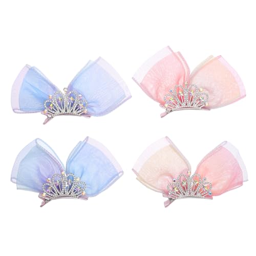 Baluue 4 Stück Teiliges Prinzessin Haarklammern mit Schleifen Leichte Metall Haarspangen mit Tüll Farbverlaufend Styling Accessoires für Mädchen Langlebig und Komfortabel von Baluue