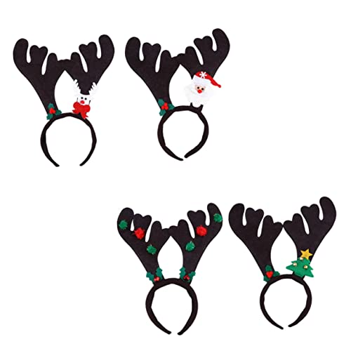 Baluue 4 Stück Teiliges Weihnachts Haarreif mit Rentiergeweih Niedlicher Party Haarschmuck für Erwachsene und Komfortabel Universelle für Karneval Kostümparty und Zufällige Farbe von Baluue