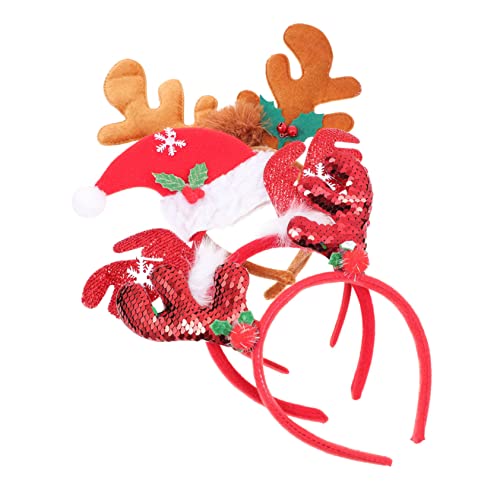 Baluue 4 Stück Teiliges Weihnachts mit Rentiergeweih und Weihnachtsmützen Haarreifen für Erwachsene und Flexible Party Kopfbedeckung in Leuchtenden Farben Langlebig und Festlich für von Baluue