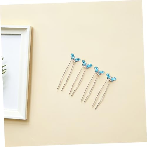 Baluue 4 Stück U Förmige Haarnadeln mit Funkelnden Schmetterlingsrhinestones Teiliges Sichere Leichte Hochzeit Haarschmuck für Damen und Brautjungfern für Hochzeitsfeiern und Frisuren von Baluue