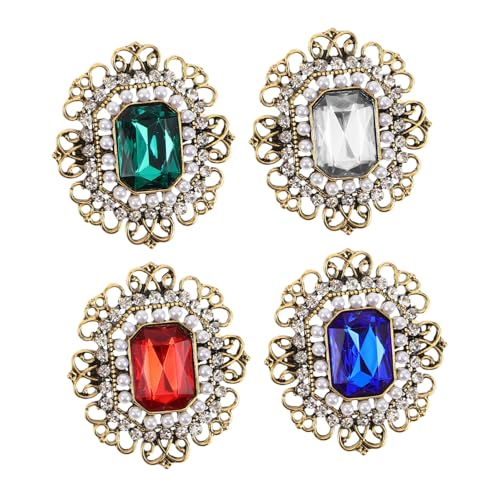 Baluue 4 Stück Vintage Broschen aus Zinklegierung mit Strasssteinen und Perlen Elegante Anstecknadeln für Damenmäntel Vielseitige Hochzeits Brautschmuck-accessoires Modische von Baluue
