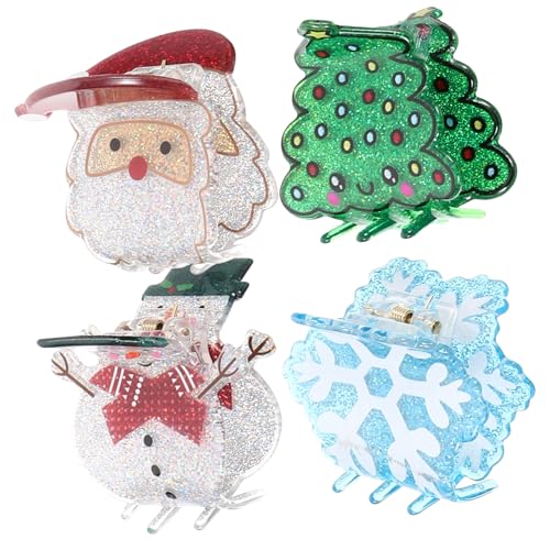 Baluue 4 Stück Weihnachtliche Haarklammern Teiliges Kleine Bunte Haarspangen für Dünnes Haar Festliche Haaraccessoires Damen Alltag von Baluue