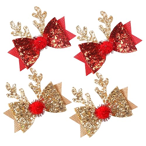 Baluue 4stücke Weihnachts-haarspangen Mit Geweih-design Für Mädchen Niedliche Haarklammern Langlebige Haaraccessoires Für Festlichkeiten Und Alltag von Baluue