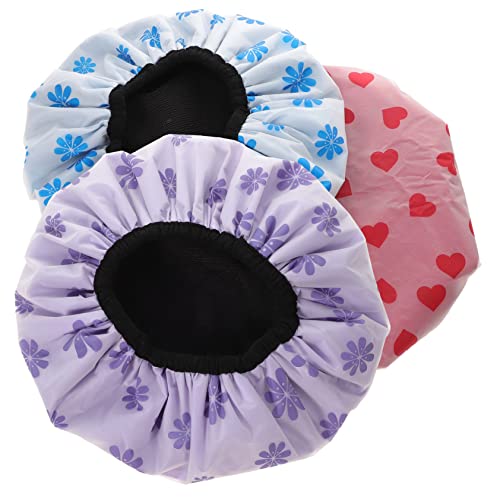 Baluue 4stücke Duschhauben Wiederverwendbar Für Damen Wasserabweisend Hüte Badehauben Haarhauben Mit Elastischem Design Atmungsaktiv Für Spa Und Make-up von Baluue