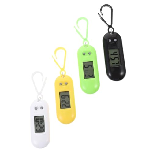 Baluue 4Stücke LED Taschenuhren Schlüsselanhänger Lustige Prüfungsuhren mit Clip für Rucksack Zufälligen Farben Praktische Digitale für Studenten von Baluue