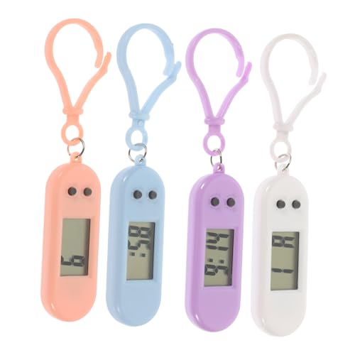 Baluue 4Stücke Teiliges Schlüsselanhänger Taschenuhr Elektronische Uhr mit Clip für Studenten Gemischte Farben von Baluue
