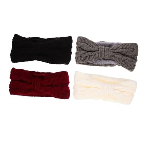 Baluue 4stücke Teiliges Damen Stirnbänder Warme Elastische Turban-kopfbedeckungen Mit Niedlichem Bow-design Für Outdoor-aktivitäten Im Winter von Baluue