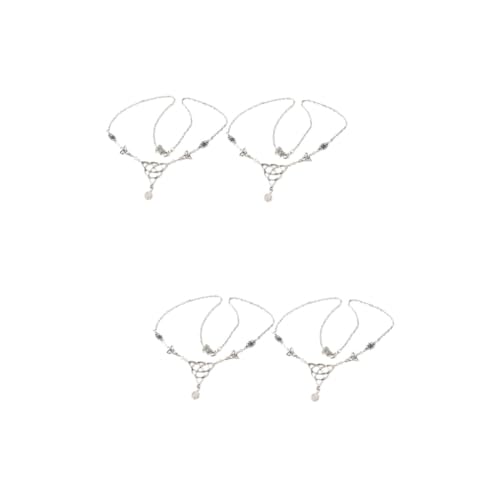 Baluue 4stücke Haarschmuck Stirn Kette Für Damen Kopfkette Mit Funkelnden Perlen Für Hochzeiten Partys Und Festivals Romantischer Braut Kopfschmuck von Baluue