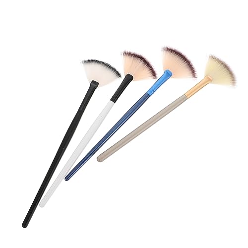 Baluue 4stücke Holzgriff Fächer Make-up Kosmetikpinsel Gesichtsmaske Werkzeug Borsten Pinsel Für Lidschatten Übergang Und Verwischen von Baluue