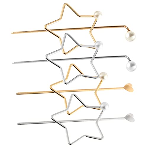 Baluue 4stücke Hohl Herz Perle Haar Stick Brötchen Pin Mode Haar Zubehör Ornament Für Damen Frisuren Accessoires von Baluue