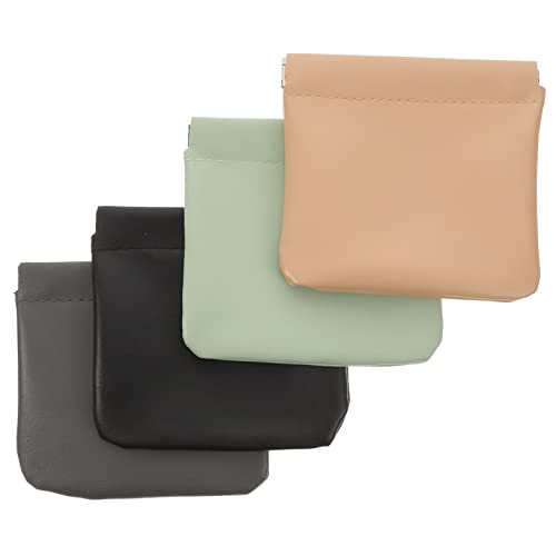 Baluue 4stücke Squeeze-Kosmetiktasche Kleine Make-up Tasche Selbstschließende Leder-Tasche Für Kopfhörer Kleingeld Lippenstift Kleinigkeiten Organizer Mit Quetschverschluss Für von Baluue