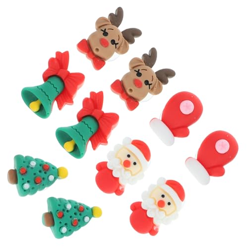Baluue 5 Paare Weihnachtliche Ohrstecker Resin Ohrschmuck Weihnachtsbaum Weihnachtsmann Weihnachtsglocken Damen Teenager Festliche Ohrringe Leicht Langlebig von Baluue