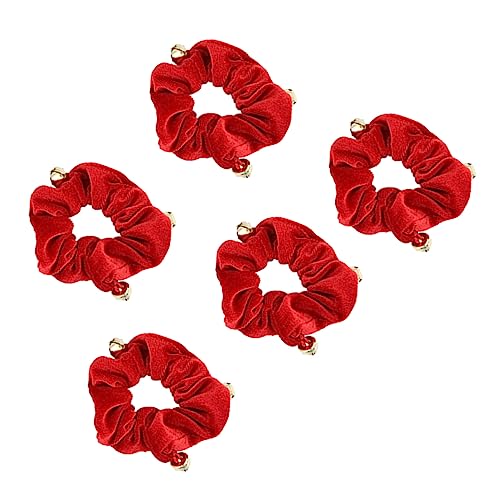 Baluue 5stücke Teiliges Weihnachts-pailletten-haarband Mädchen Elastische Haarbänder Mit Glitzer Für Festliche Anlässe Rot Mit Glocken-dekoration von Baluue