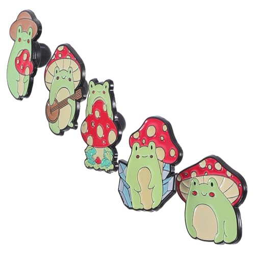 Baluue 5 Stück Frosch Pilz Broschen Niedliche Tier Anstecknadeln Vielseitig für Jacken Hüte Taschen Modisches Accessoire Langlebig und Komfortabel zu Tragen von Baluue