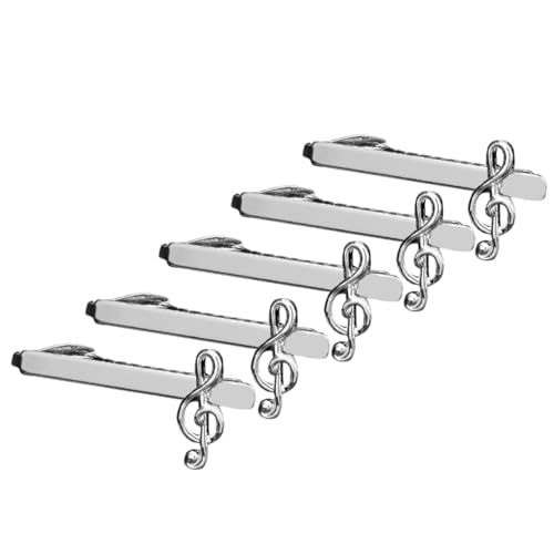 Baluue 5 Stück Herren Krawattenklammern mit Musiknoten Motiv Metall Tie Clips für Business und Formelle Anlässe Robuster Halt Metallklammern für Hemden und Krawatten von Baluue