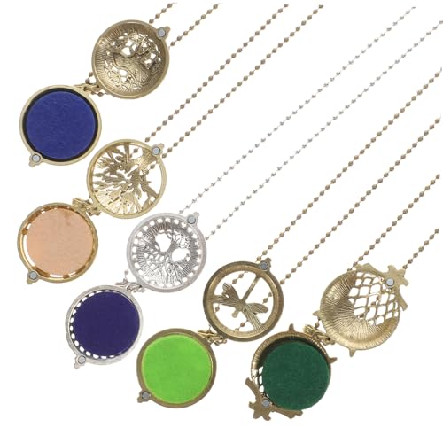 Baluue 5 Stück Teiliges Aromatherapie Halsketten aus Magnetlegierung Hohl und Fein Gestaltet Ätherische Öl Diffuser Schmuck für Damen Stilvoll und Vielseitig Zufällige von Baluue