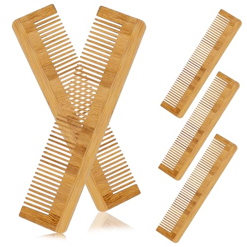 Baluue 5 Stück Teiliges Bambus holzkamm Anti static funktion Ergonomisch Gebogen zur Kopfhautreinigung und Massage Geeignet für Männer und Frauen mit Dickem Welligem oder Glattem Haar von Baluue