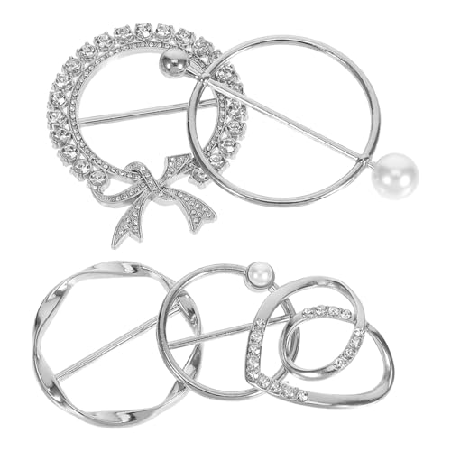 Baluue 5 Stück Teiliges Metalldekorationen mit Perlen und Strass Schal Pulloverclips mit Festem Knotendesign Vielseitig Einsetzbar für Seidenschals Tücher und Taillengürtel Elegante von Baluue