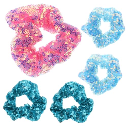 Baluue 5 Stück Teiliges Pailletten Haargummi Elastische Bunte Glitzer Haarschleifen für Mädchen Kreative Ponytail Haarringe Modisch und Langlebig Geeignet für Alltag Party von Baluue