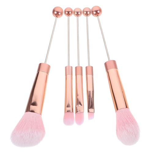 Baluue 5-Teiliges Make-Up-Pinsel-Set Mit Weichen Borsten Kosmetikpinsel Metallgriff Puder Rouge Lidschatten Concealer-Pinsel-Set Für Reisen Rosa von Baluue