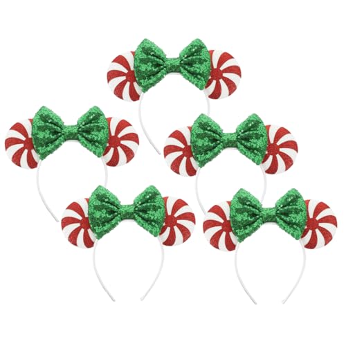 Baluue Schmetterlings Stirnband mit Pailletten Schleife 5 Stück, Weihnachts Haar Accessoires, Kopfschmuck mit Süßigkeiten Design, bequem, für Frauen und Erwachsene von Baluue