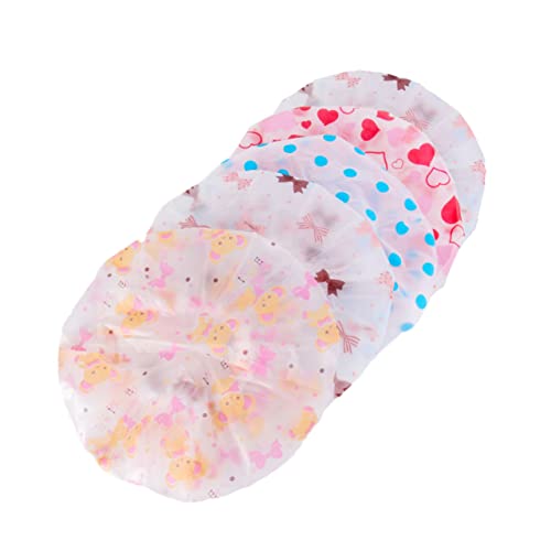 Baluue 5stücke Wasserdichte Duschhauben Elastische Spitzenhüte Für Damen Badehut Aus Strapazierfähigem Eva-material Für Bad Dusche Wiederverwendbar Leicht Zusammenfaltbar Für Reisen von Baluue